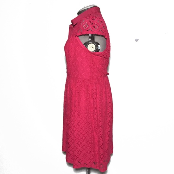 Maurices Pink Lace Cap Sleeve Shirt Dress Jr 13/14 - Picture 6 of 7